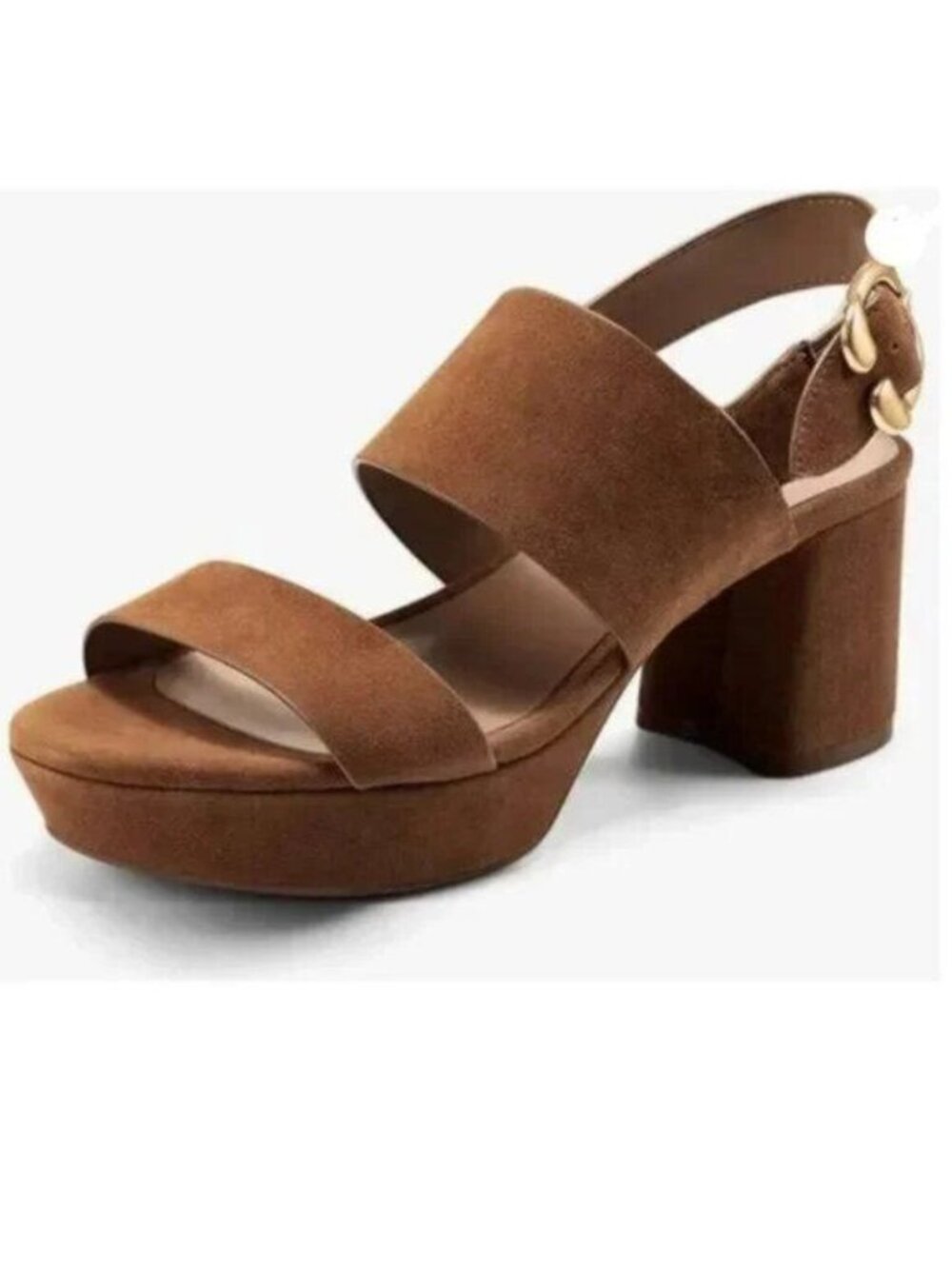 FOWT Brown Platform Open Toe Sandals Chunky Heel Slingbacks Casual Stable Shoes